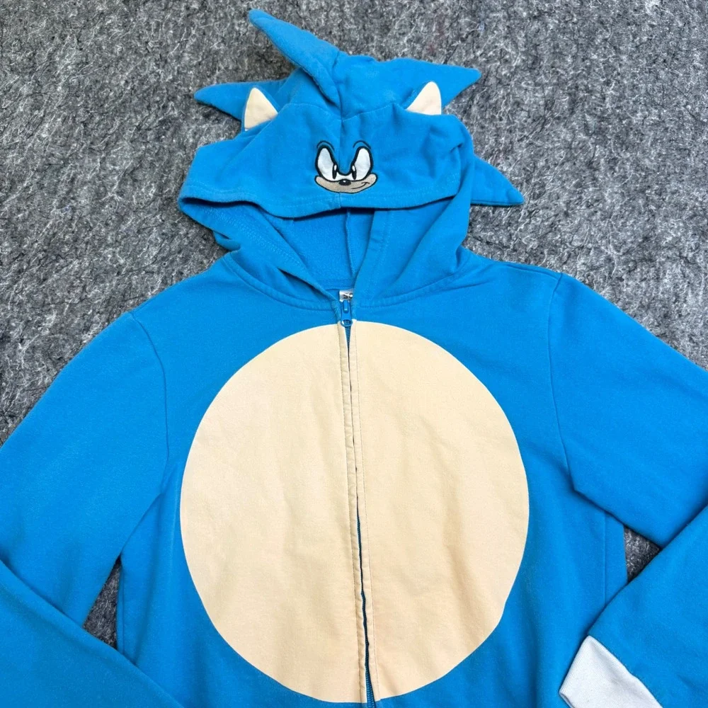 Sonic the Hedgehog Blue Full Zip Character Hoodie Sweatshirt Kids Large L 14/16